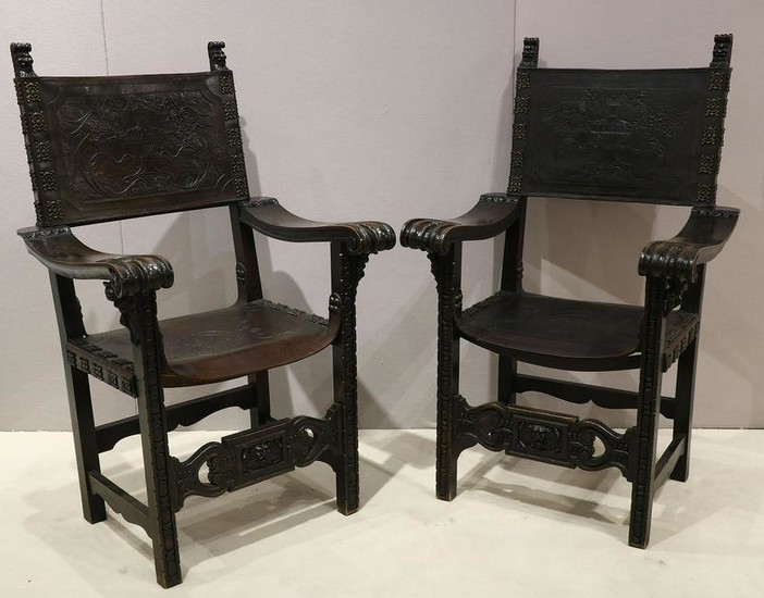 Pair of Medieval Gothic Revival Chairs