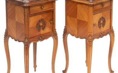 Pair of Rocaille Marble Top Night Stands