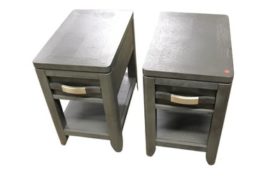 Pair of contemporary gray finish nightstands