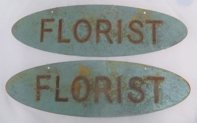 Pair of vintage oval ?Florist? metal signs, both 75cm...