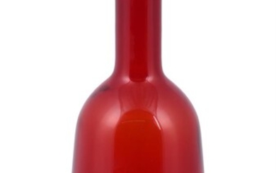 Paola Petrobell: a modern red glass mallet-shaped carafe