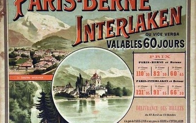 Paris Bern Interlaken PLM Affiche présentoir pour la...