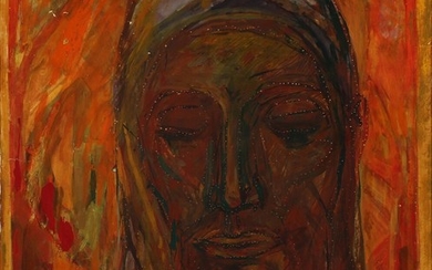 Paul Høm: Portrait. Signed Høm 67. Oil on paper laid on cardboard. 56×47 cm.