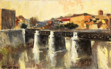 Pesaggio con ponte, 1959, Ugo Attardi (Sori (Ge) 1923 - Roma 2006)