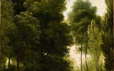 Pierre Athanase CHAUVIN (1774 - 1832) attribué à Pavillon forestier au bord d'un étang Huile...