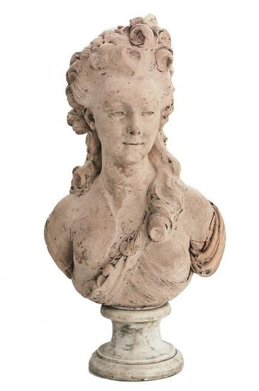 Plaster and Marble Bust of Marie Antoinette