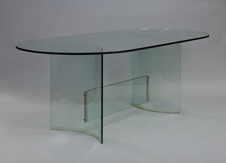 Post Modern Oval Glass Dining Table