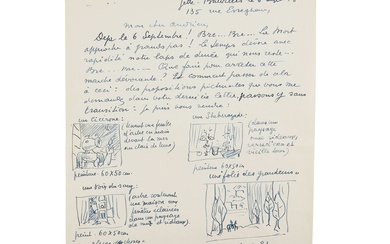 RENÉ MAGRITTE (1898-1967) LETTRE AUTOGRAPHE SIGNÉE ILLUSTREE DE 9 DESSINS ORIGINAUX &#...