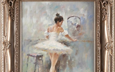 RICHARD JUDSON ZOLAN (Massachusetts, 1931-2001), "Reflection", a ballerina standing at a mirror.