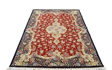 Red Kashan 400 kpsi Pure Silk Hand-Knotted Oriental Rug