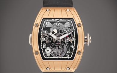 Richard Mille Reference RM015 A pink gold skeletonised dual time...