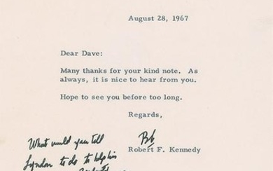 Robert F. Kennedy Typed Letter Signed to Dave Powers