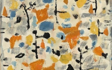 Roger BISSIÈRE (1886 - 1964) COMPOSITION 250 - 1955 Huile sur papier marouflé sur toile