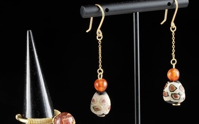 Roman / Byzantine Bead Jewelry, Ring + Earrings