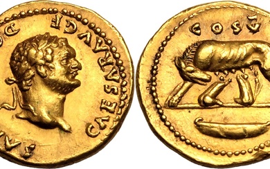 Roman Empire Domitian (Caesar) AD 77-78 AV Aureus About Mint State; a wonderfully detailed rev. and attractive reddish tone