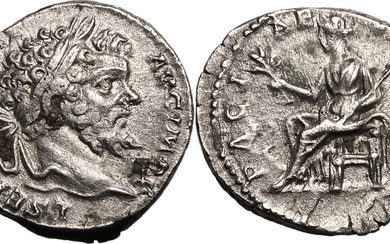 Roman Empire Septimius Severus AD 197-198 AR Denarius Extremely fine; a strong example