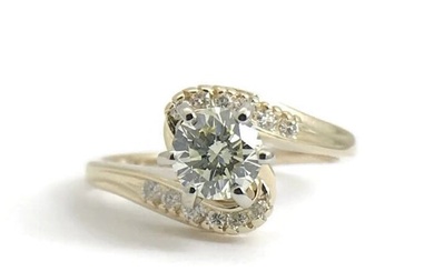 Round Diamond Swirl Engagement Ring 14K Yellow Gold, .61 CTW, 2.73 Grams