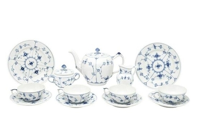 Royal Copenhagen Blue Fluted Porcelain Tea Set.