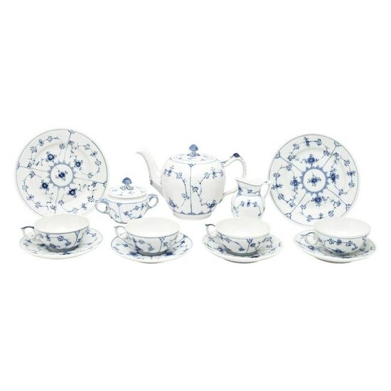 Royal Copenhagen Blue Fluted Porcelain Tea Set.