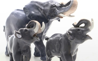 Royal Copenhagen Porcelain Elephant Figurines, Late 19th/Early 20th Century