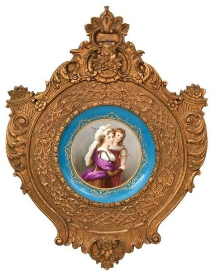 Royal Vienna Porcelain Wall Plaque with Giltwood Frame