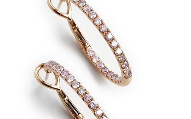 SOLD. Ruben Svart: A pair of diamond ear pendants set with natural fancy pink diamonds weighing a total of app. 1.21 ct., mounted in 18k pink gold. Diam. app. 2.5 cm. – Bruun Rasmussen Auctioneers of Fine Art