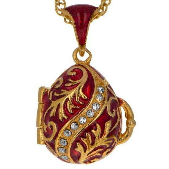 Russian Heart Trinket Egg Charm Necklace