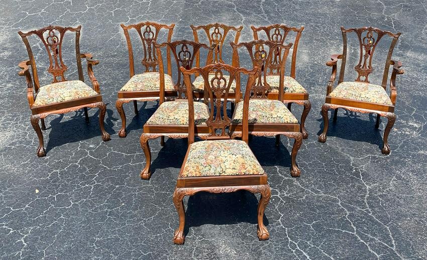 SET OF 8 CONTEMPORARY CHIPPENDALE STYLE CHAIRS