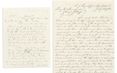 (SLAVERY & ABOLITION.) Pair of letters regarding enslaved laborers on the defenses of