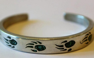 STERLING SILVER AND TURQUOISE ANIMAL PAW BRACELET