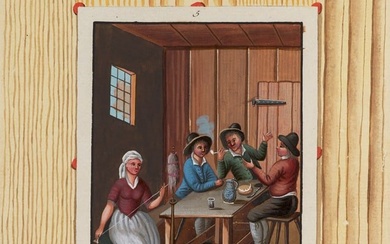 Sammlung von neun Trompe-l'Oeil-Zeichnungen. Frühes 19. Jahrhundert. Gouache auf Vergé.