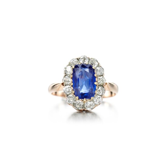 Sapphire and diamond ring, late 19th century