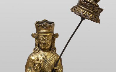 Scultura in bronzo raffigurante divinità tibetana, sec.XVIII/XIX h.cm.20