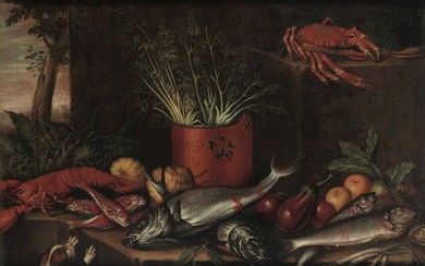 Scuola emiliana del XVII secolo, Natura morta con pesci