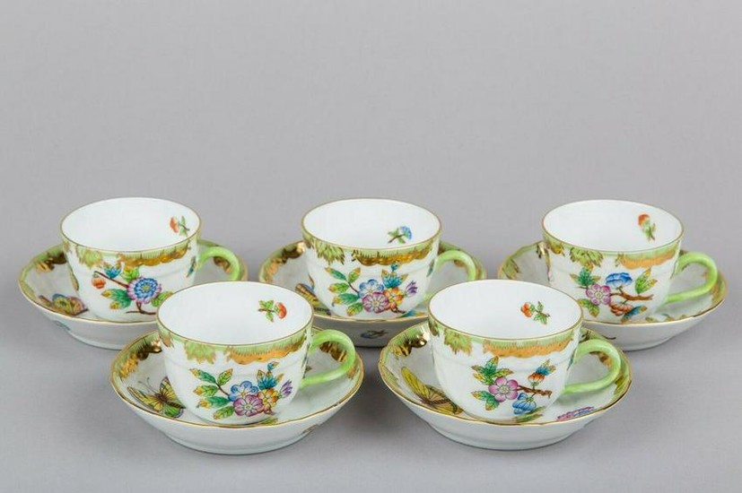 Set of Five Herend Queen Victoria Coffee Mocha Cups