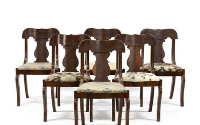 Set of Six American Classical Mahogany Dining Chairs