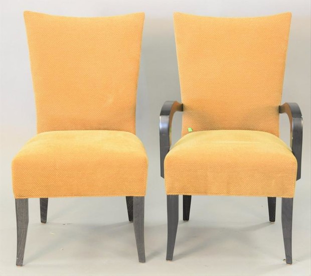 Set of eight contemporary upholstered dining chairs