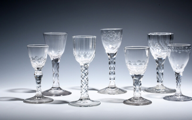 Seven small wine glasses c.1770-80