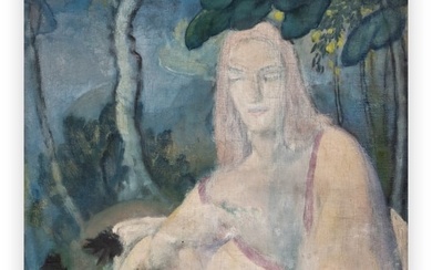 Signed John Palmer Wicker, #10', Portrait of a Woman in a Landscape. Oil on Canvas