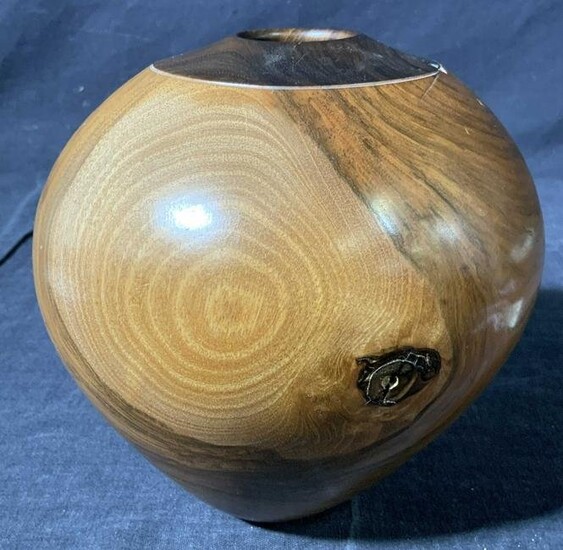 Signed Wood Craft Gallery Walnut Wood Vessel