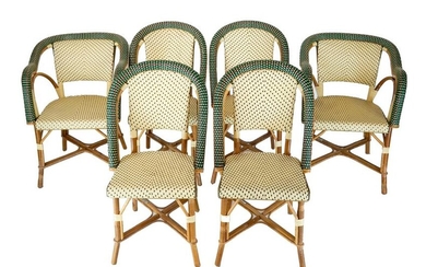 Six French Bamboo & Wicker Chairs