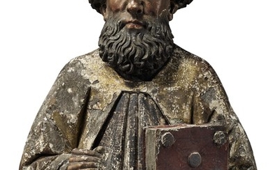 Sold Without Reserve, GERMAN, PROBABLY UPPER RHINE, CIRCA 1500 | BUST OF AN APOSTLE WITH A MISSAL