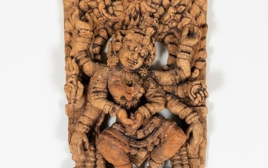 South Indian Wood Panel Fragment with Dancing Hindu