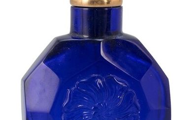 CHINESE FACETED COBALT BLUE GLASS SNUFF BOTTLE 18th...