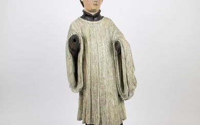 Statue en bois polychrome d'un enfant de chœur, 18ème siècleStatue en bois polychrome d'un enfant...