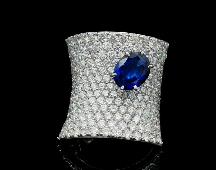 Stefan Hafner 12.45ctw Diamond & Blue Sapphire Ring
