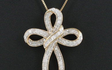 Sterling 0.45 CTW Diamond Cross Necklace