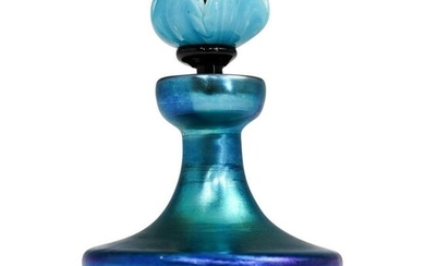 Steuben Blue and Turquoise Iridescent Perfume Bottle