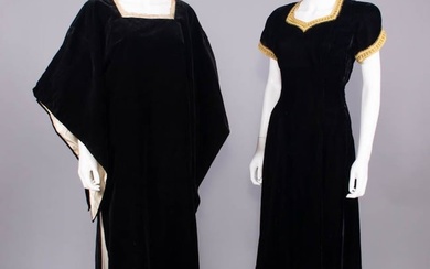 TWO SILK VELVET OR VELVETEEN PARTY DRESSES, FLORENCE, 1920-1930s