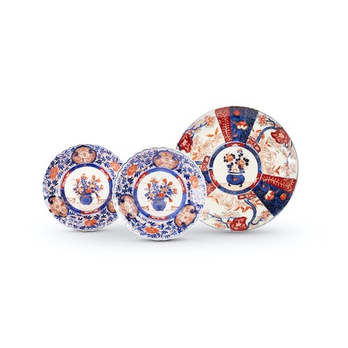 Ten various 19th century Imari dishes and a small charger Th...